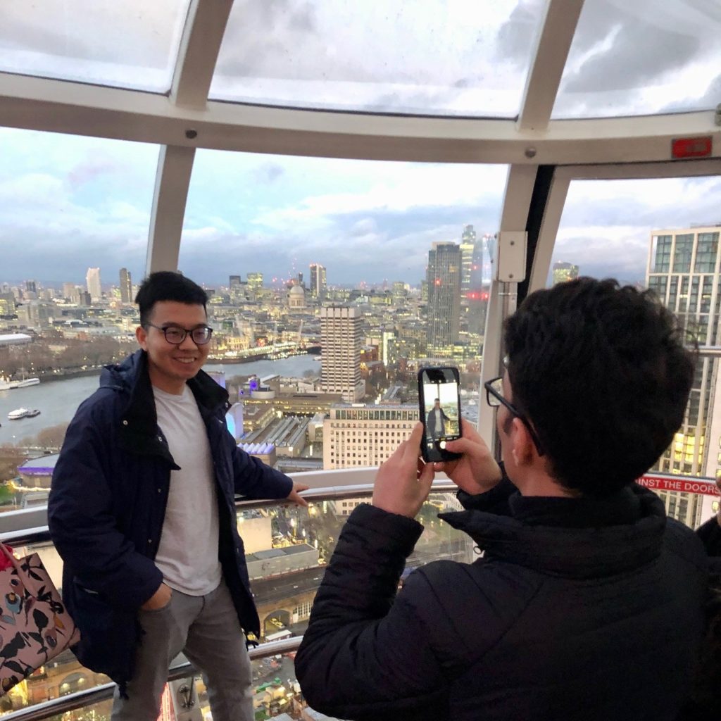 International students on the London Eye