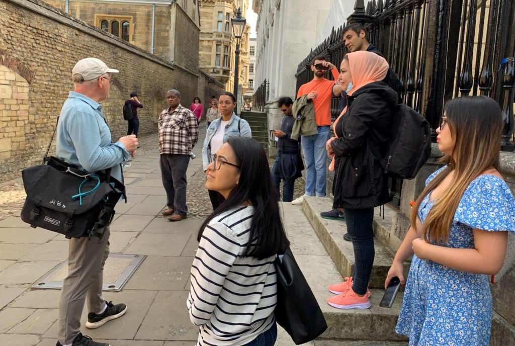 International students being shown around the city of cambridge